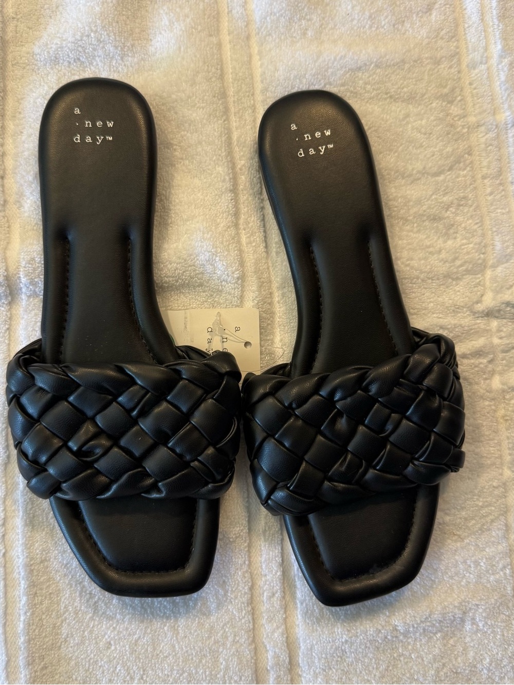 a new day Black Braided Square-Toe Slide Sandals - Picture 2 of 6